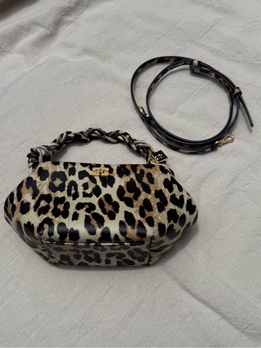Ganni Leopard Mini Top-Handle Bag - Picture 5 of 8